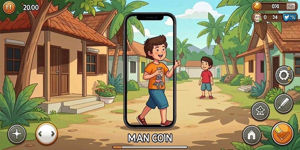 Tangkapan layar menampilkan petualangan seru di hutan.